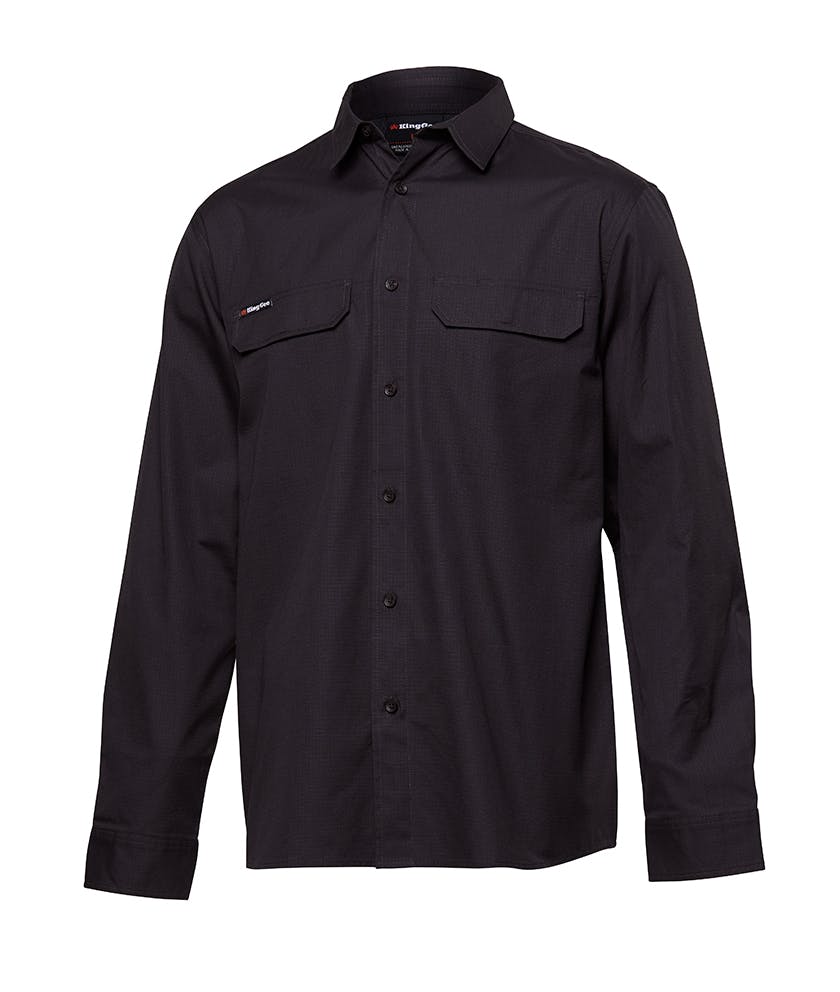 KingGee Mens Workcool Pro Shirt Long Sleeve (Charcoal)_0