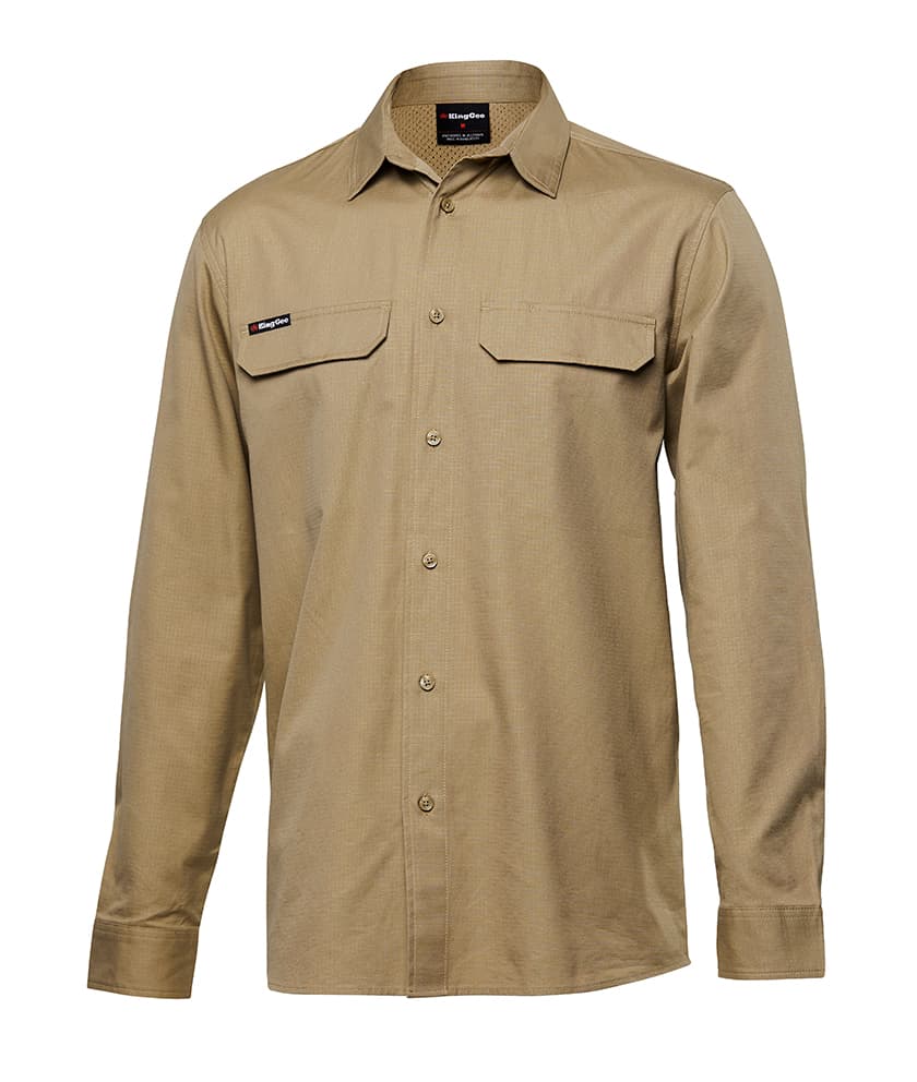 KingGee Mens Workcool Pro Shirt Long Sleeve (Khaki)