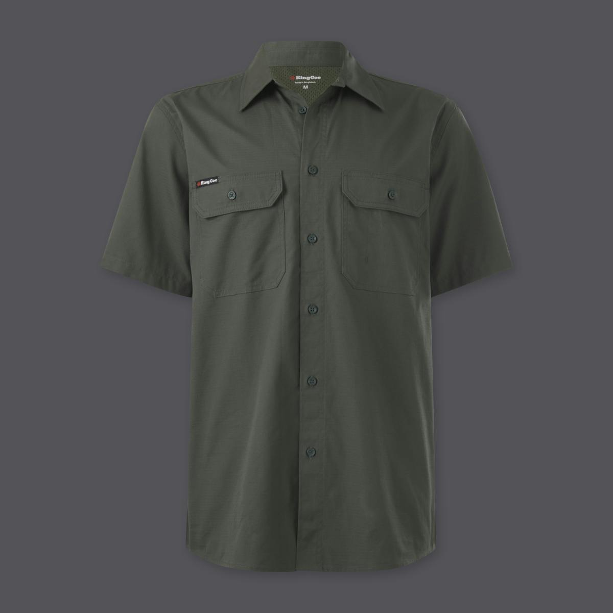 KingGee Mens Workcool Vented Shirt Short Sleeve (Green)_0