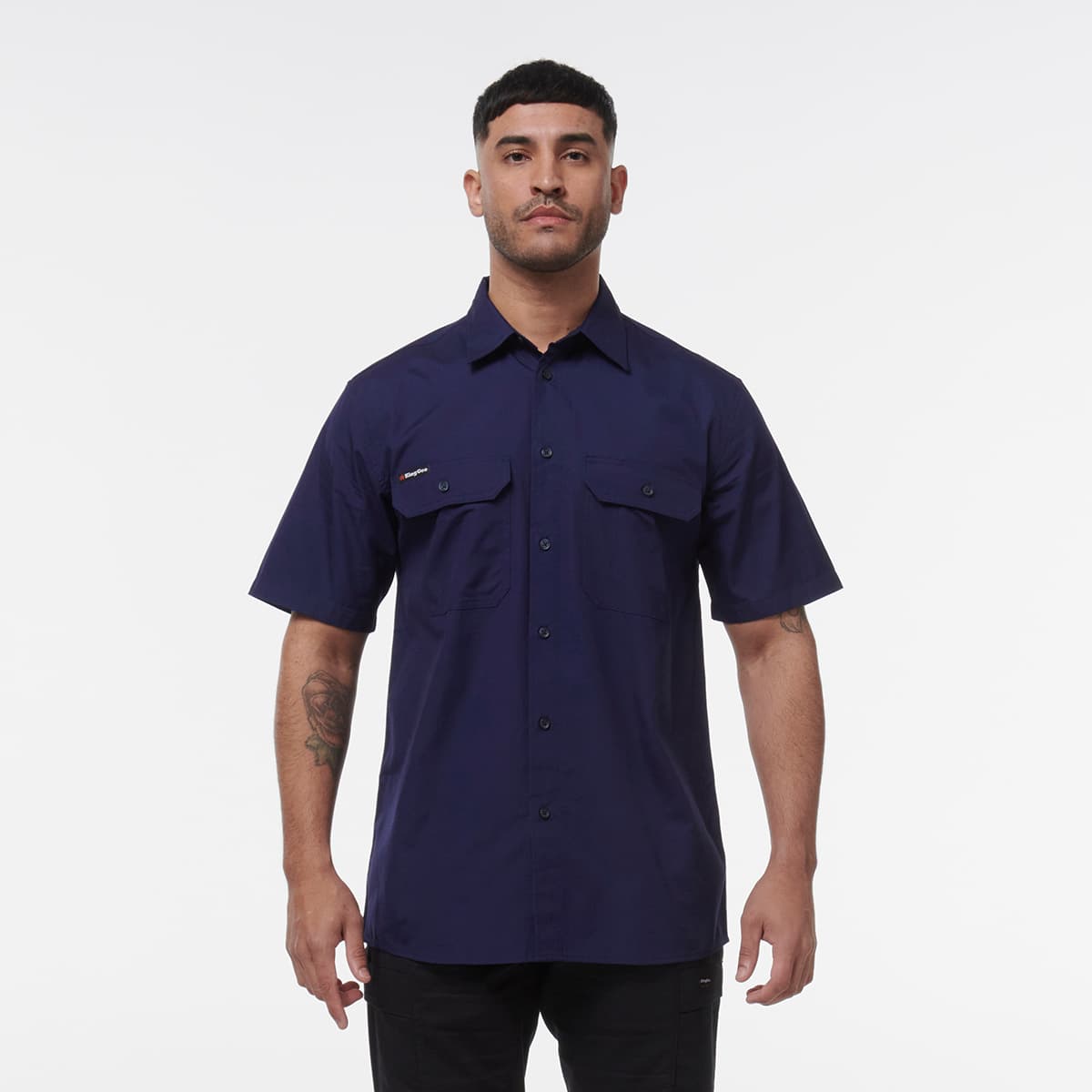 KingGee Mens Workcool Vented Shirt Short Sleeve (Navy)