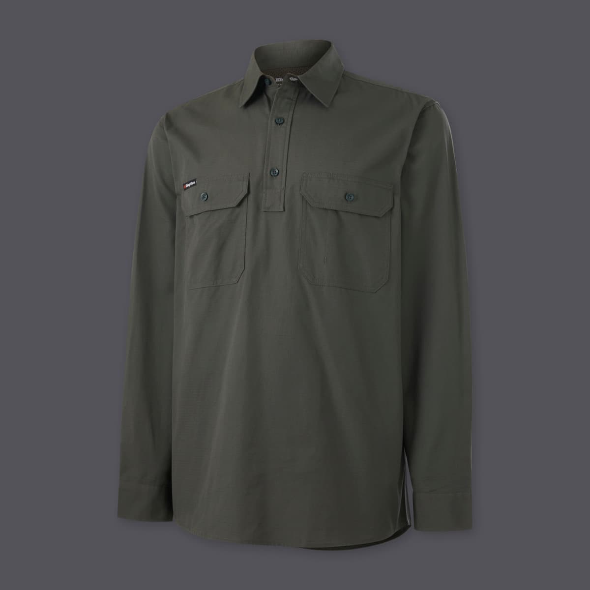 KingGee Mens Workcool Vented Closed Front Shirt Long Sleeve (Green)_1
