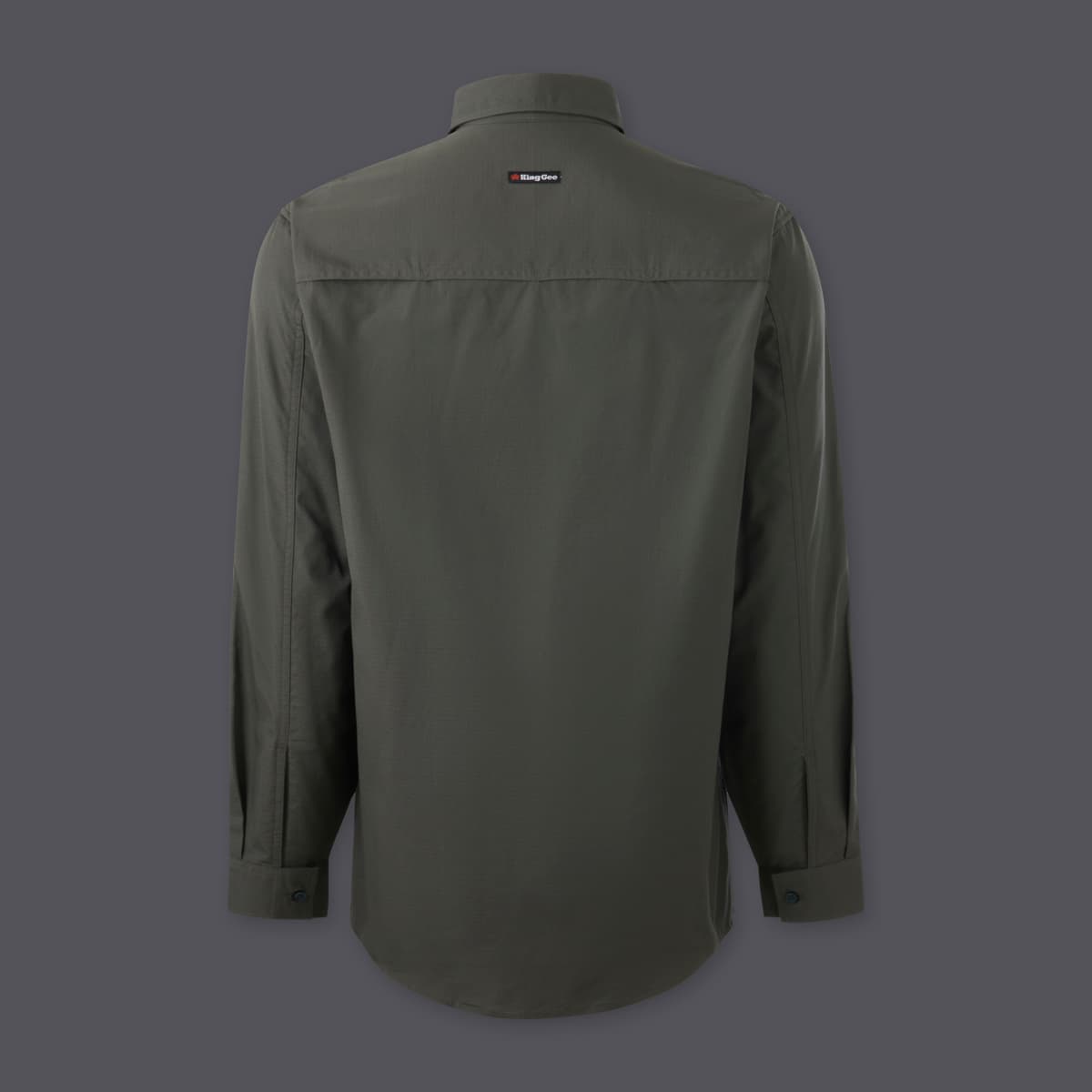 KingGee Mens Workcool Vented Closed Front Shirt Long Sleeve (Green)_2