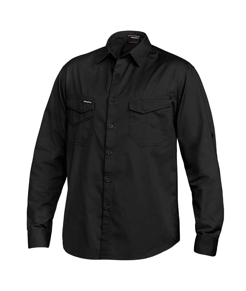 KingGee Mens Tradies Shirt Long Sleeve (Black)