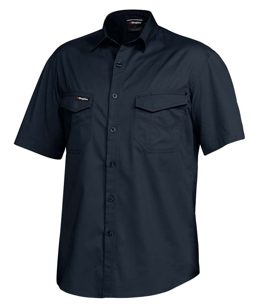 KingGee Mens Tradies Slim Shirt Short Sleeve (Oiled Navy)