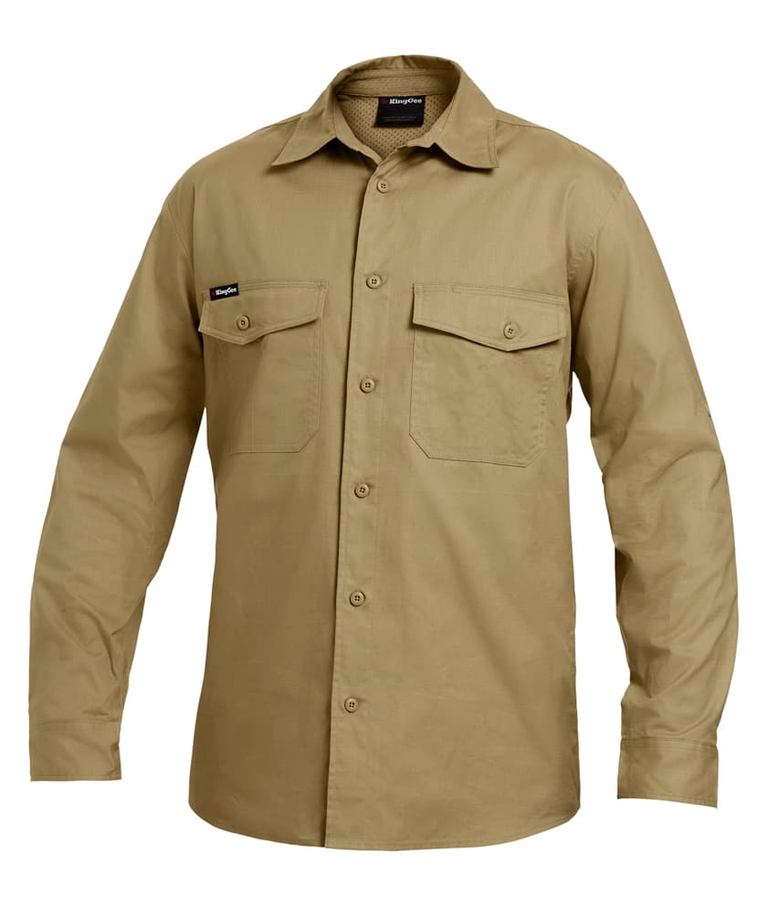 KingGee Mens Workcool 2 Shirt Long Sleeve (Khaki)