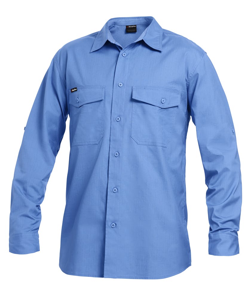 KingGee Mens Workcool 2 Shirt Long Sleeve (Sky)_0