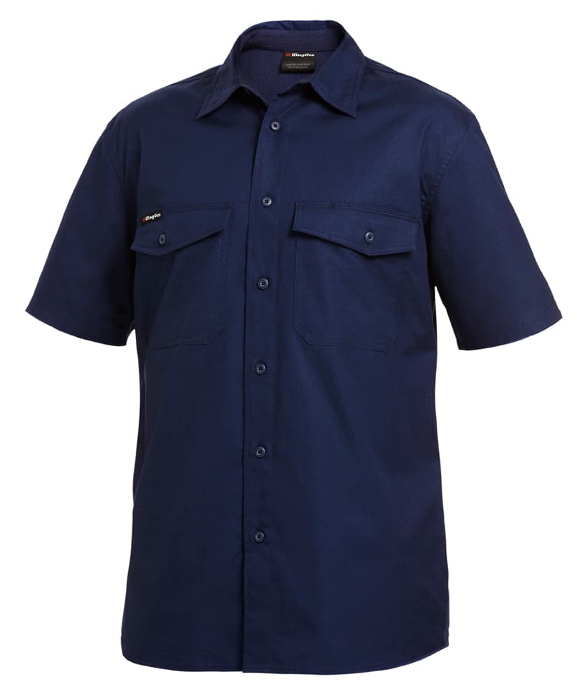 KingGee Mens Workcool 2 Shirt Short Sleeve (Navy)