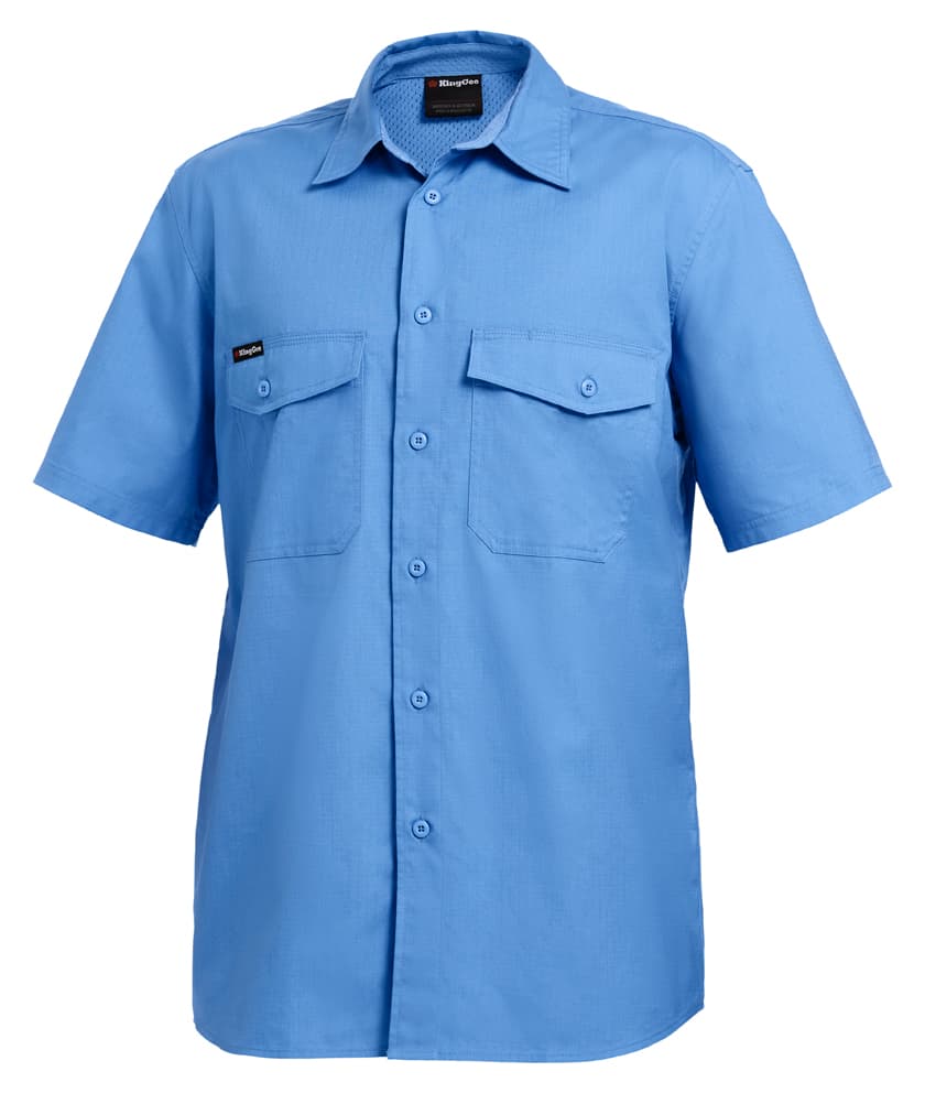 KingGee Mens Workcool 2 Shirt Short Sleeve (Sky)