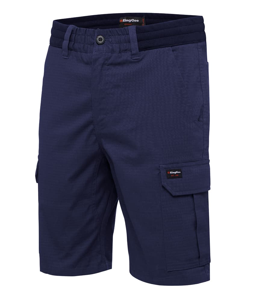 KingGee Mens Rib Comfort Waist Short (Navy)