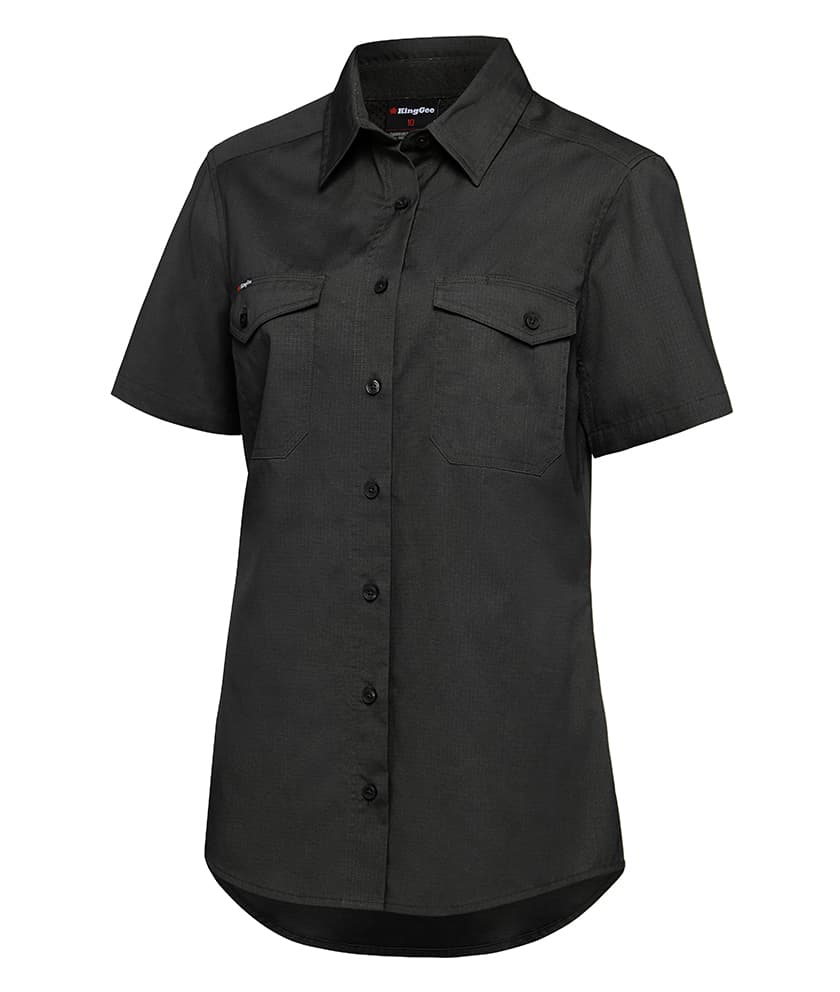 KingGee Womens Workcool 2 Shirt Short Sleeve (Charcoal)