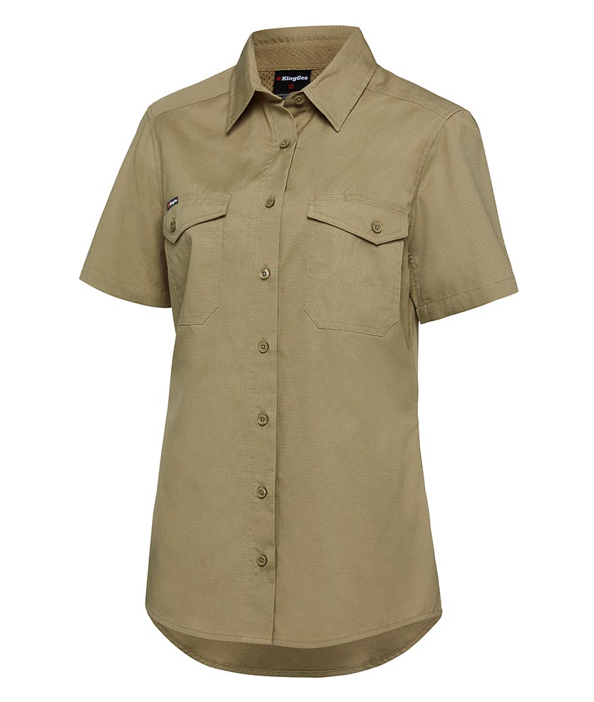 KingGee Womens Workcool 2 Shirt Short Sleeve (Khaki)