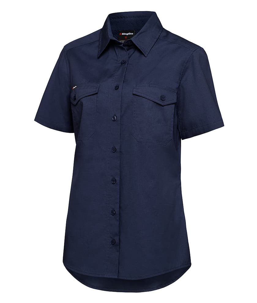 KingGee Womens Workcool 2 Shirt Short Sleeve (Navy)