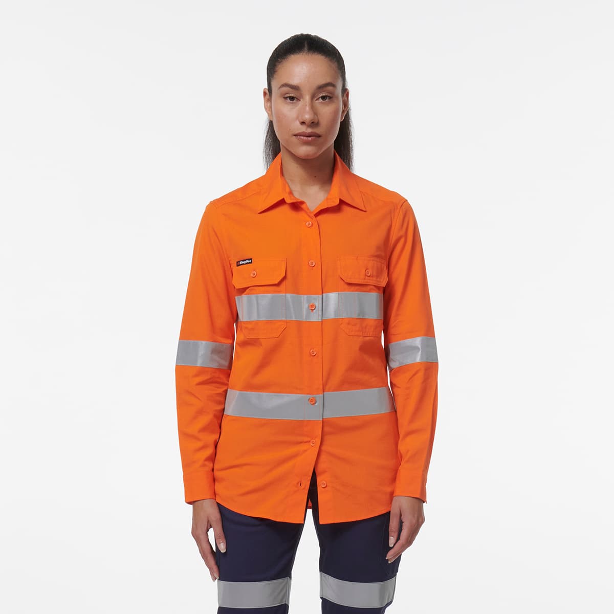 KingGee Womens Workcool Vented Reflective Shirt (Orange)