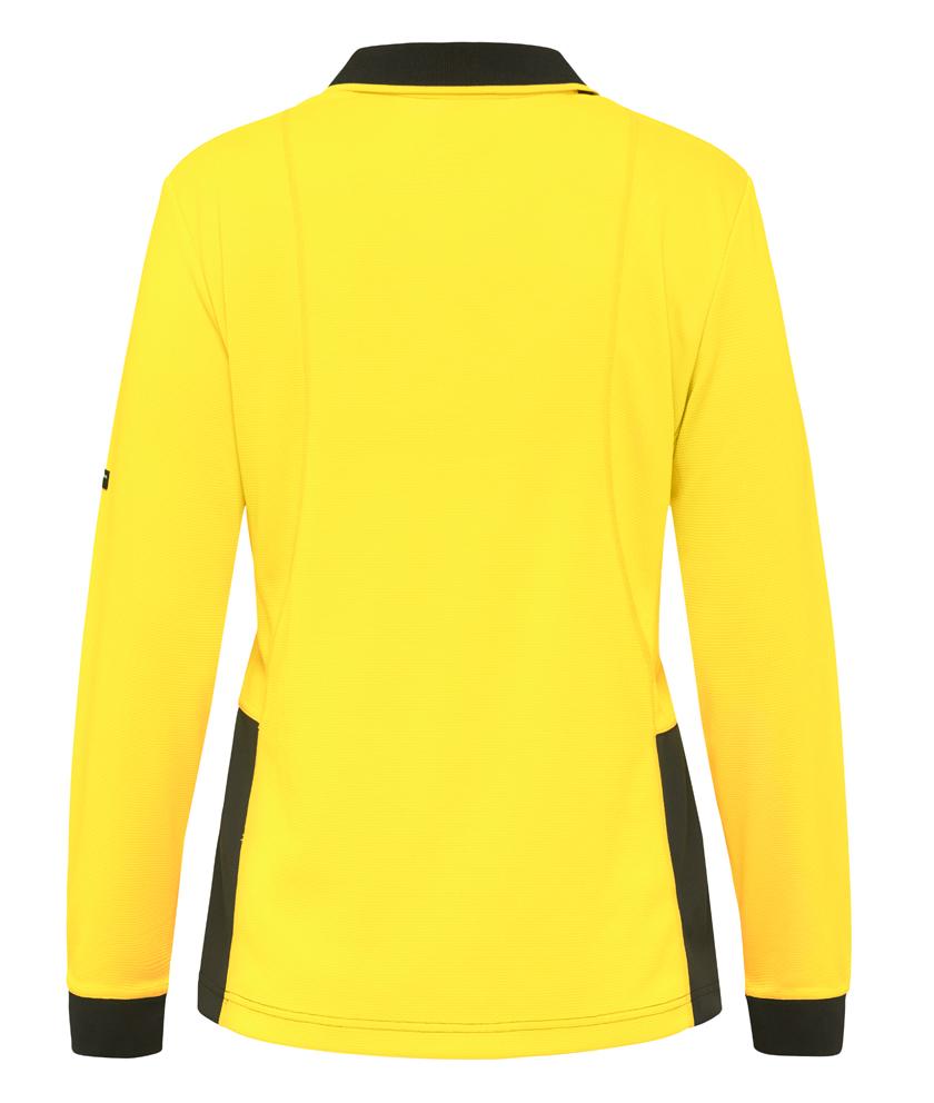 KingGee Workcool Hyperfreeze Womens Spliced Polo Long Sleeve (Yellow/Navy)_1