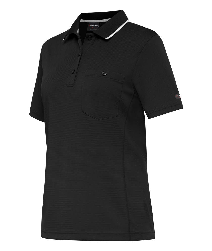 KingGee Workcool Hyperfreeze Womens Polo Short Sleeve (Black)_0