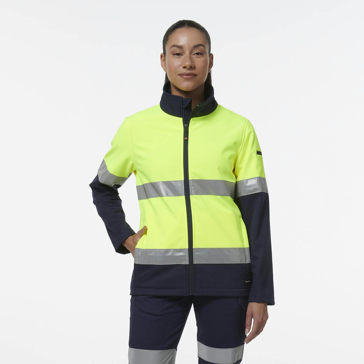 KingGee Women’s Reflective Soft Shell Jacket (Yellow/Navy)