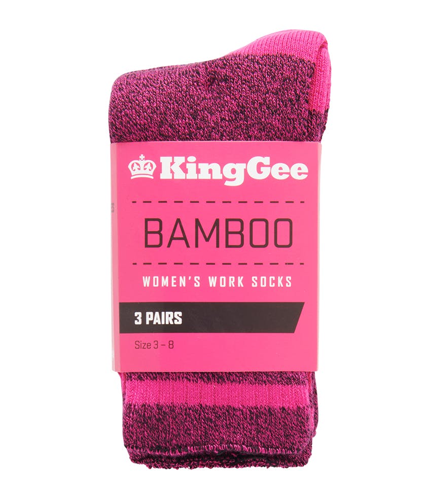 KingGee Womens 3 Pack Bamboo Socks (Pink/Marle)_0