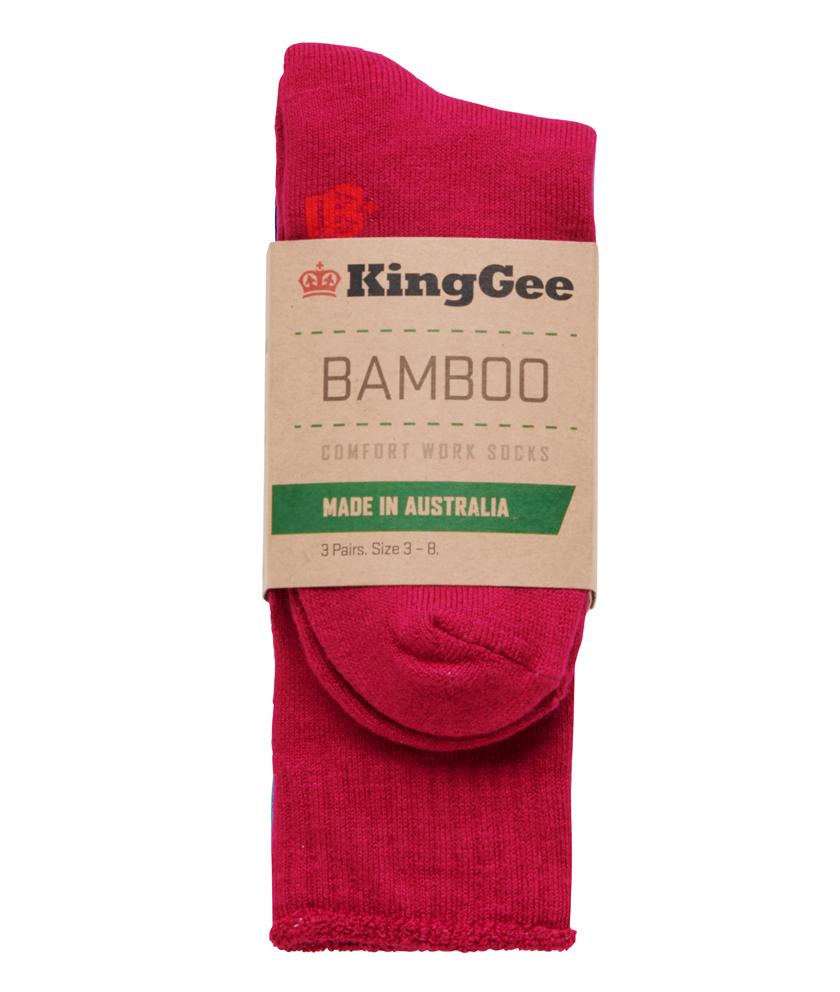 KingGee Womens Bamboo Work Sock 3 pack (Purple/Teal/Pink)_4