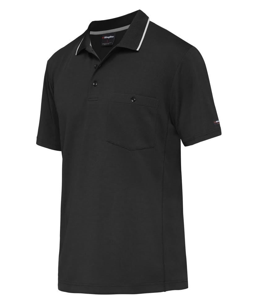 KingGee Mens Workcool Hyperfreeze Polo Short Sleeve (Black)_0