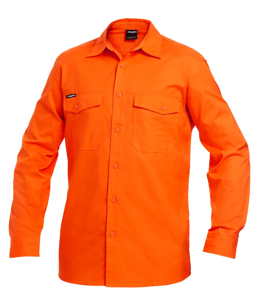 KingGee Mens Workcool 2 Shirt Long Sleeve (Orange)