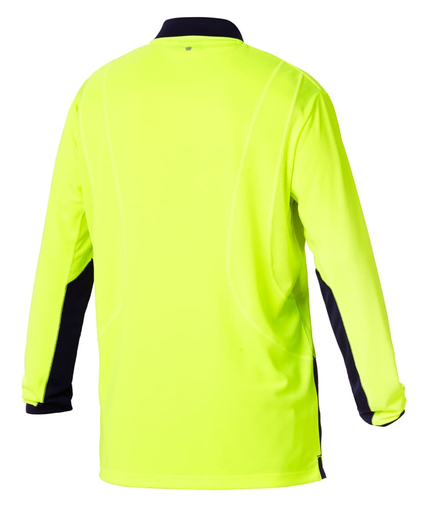 KingGee Mens Workcool2 Spliced Polo Long Sleeve (Yellow/Navy)_1
