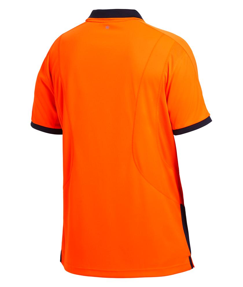 KingGee Mens Workcool Spliced Polo Short Sleeve (Orange/Navy)_1