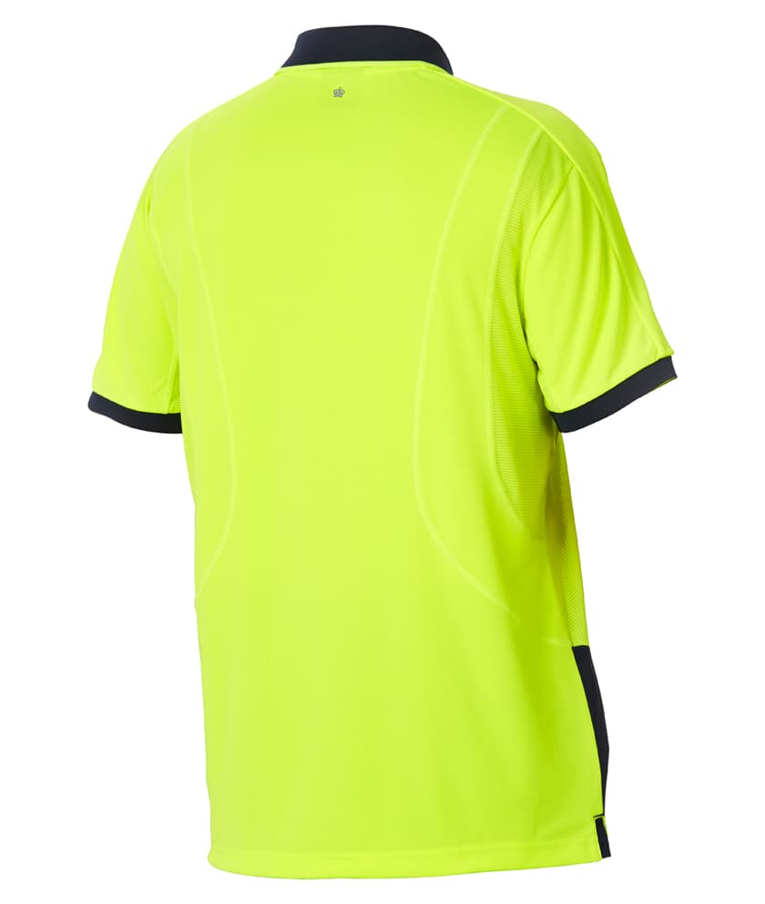 KingGee Mens Workcool Spliced Polo Short Sleeve (Yellow/Navy)_1