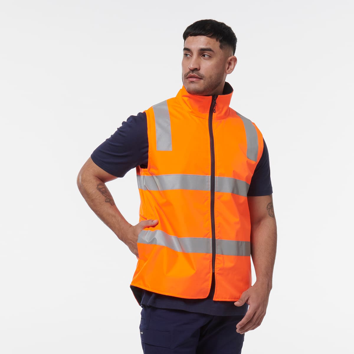 KingGee Reflective Insulated Vest (Orange/Navy)_2