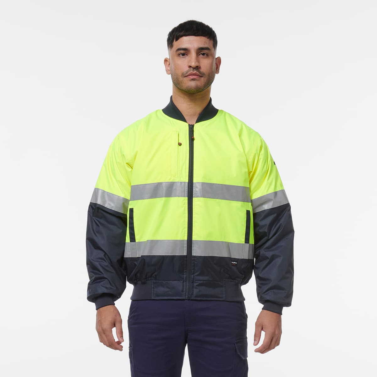 KingGee Reflective Bomber Jacket (Yellow/Navy)_0