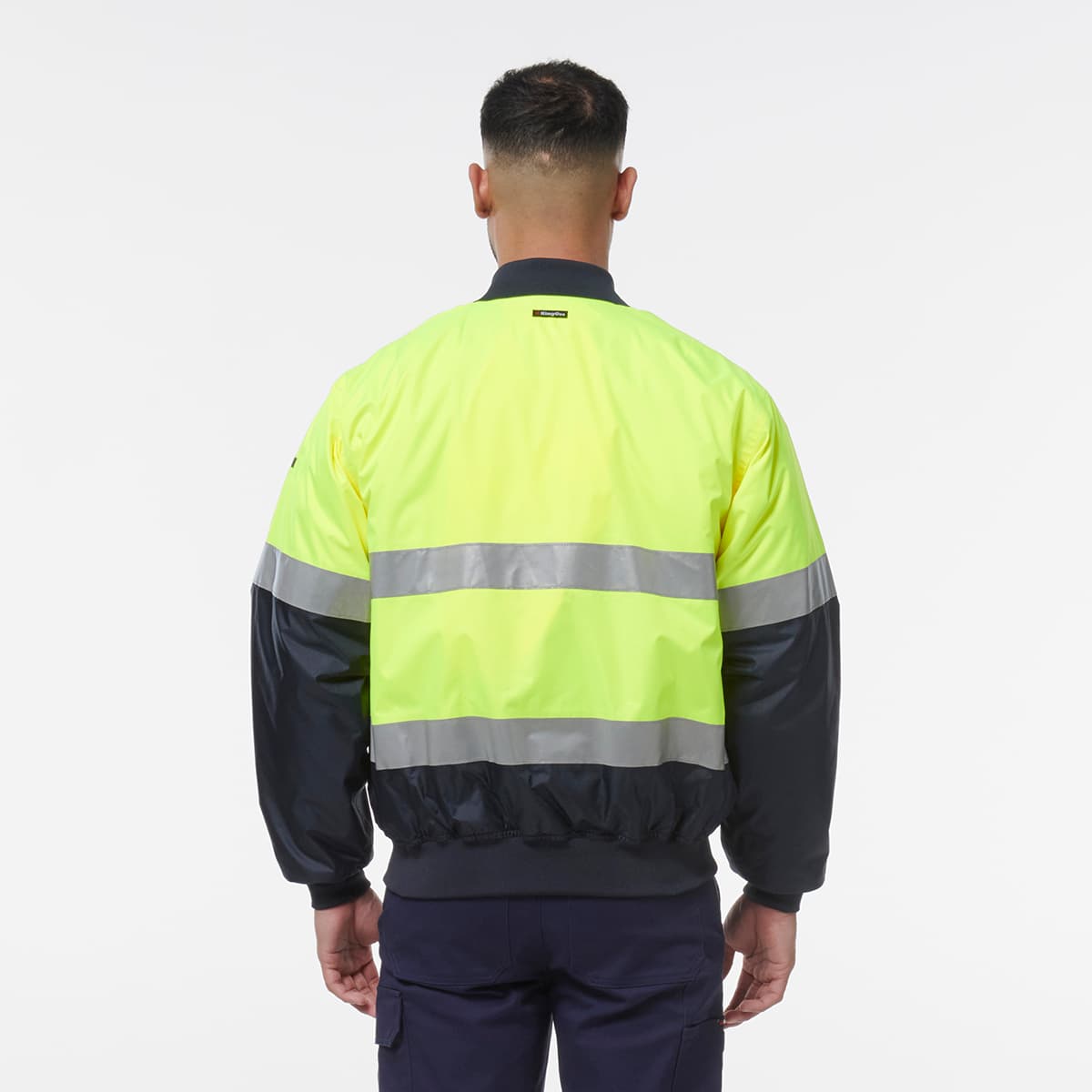 KingGee Reflective Bomber Jacket (Yellow/Navy)_3