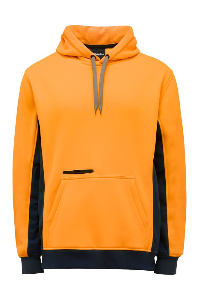 KingGee Mens Hi Vis Pull Over Hoodie (Orange/Navy)