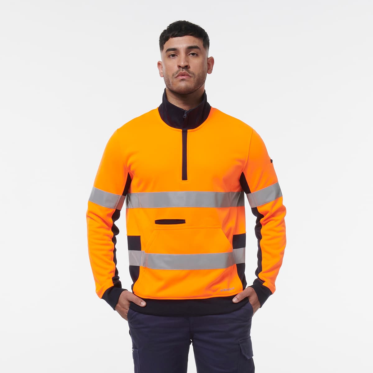 KingGee Reflective 1/4 Zip Fleece (Orange/Navy)_5