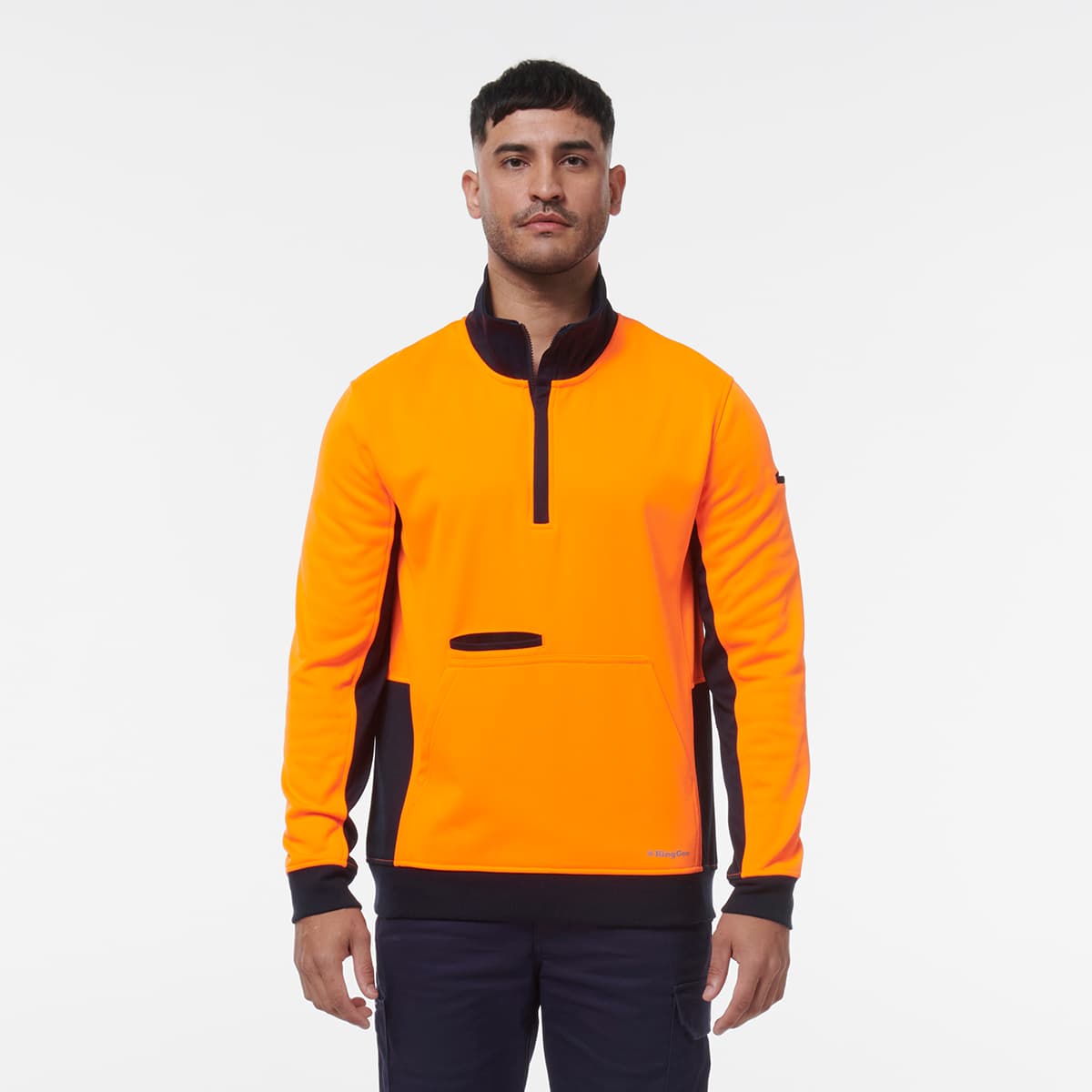 KingGee Hi Vis 1/4 Zip Fleece (Orange/Navy)