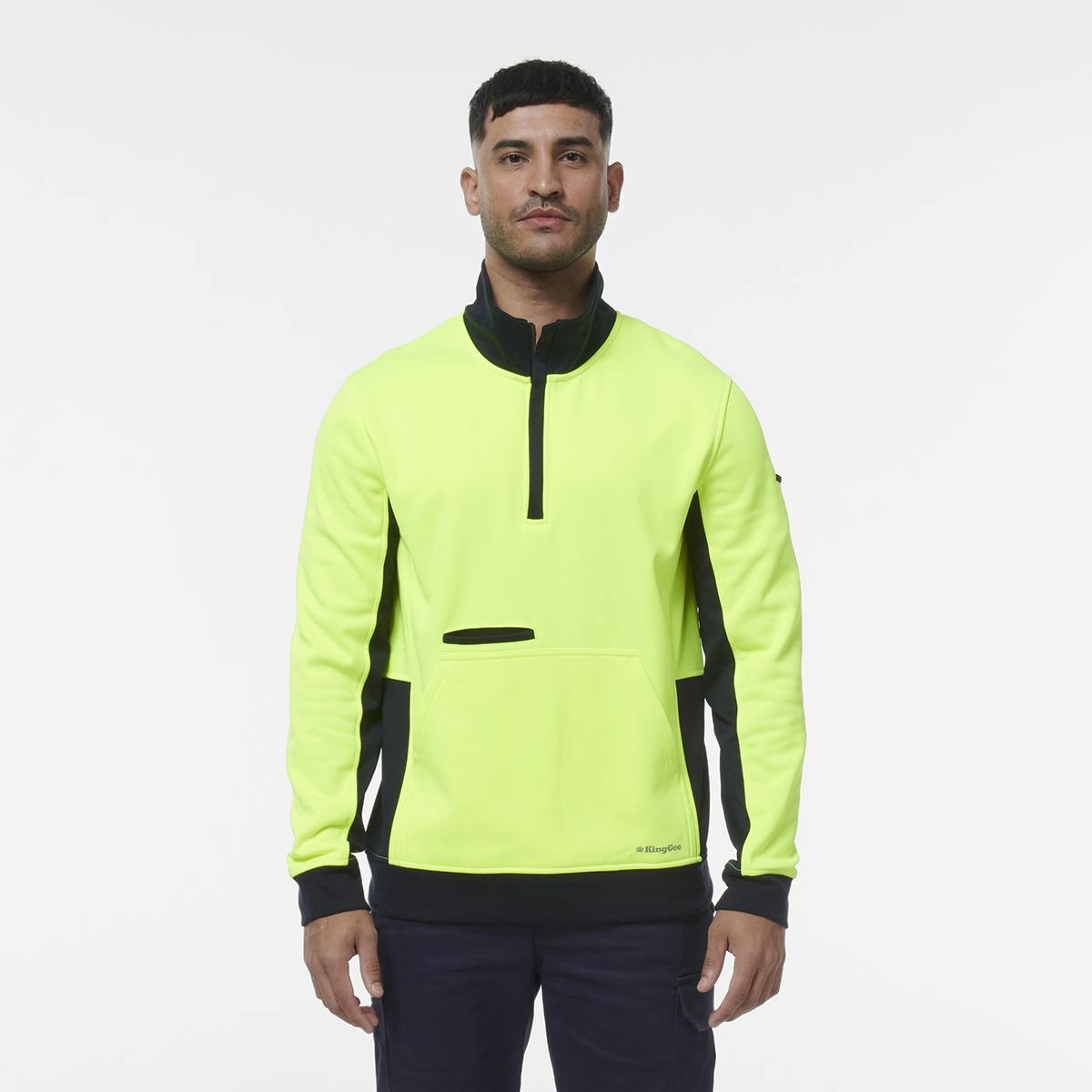 KingGee Hi Vis 1/4 Zip Fleece (Yellow/Navy)_0