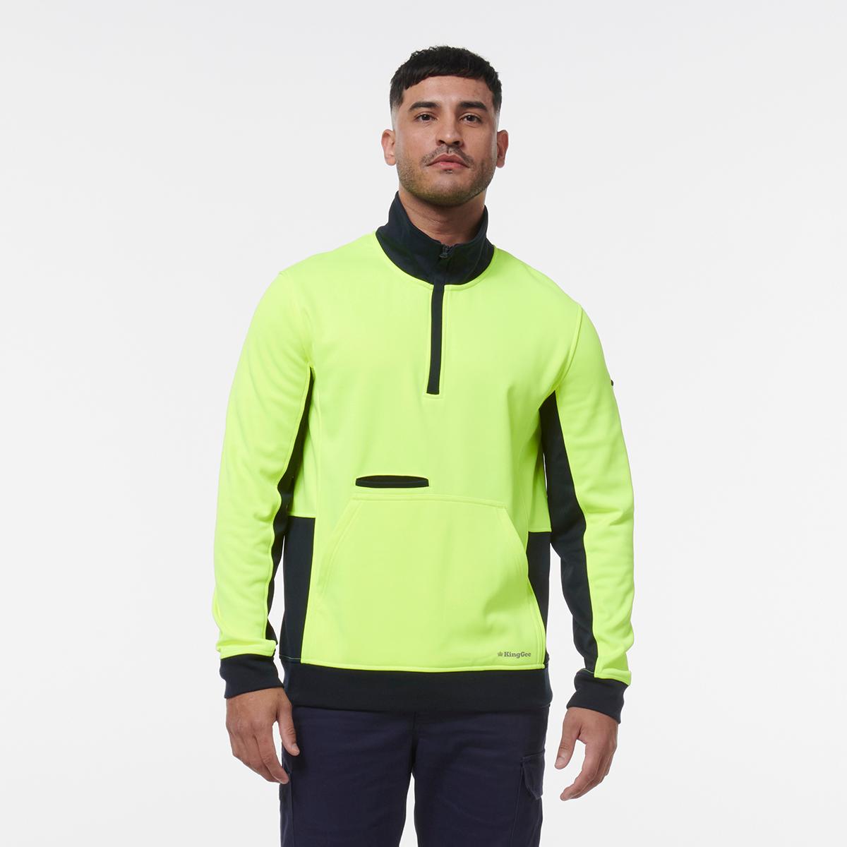 KingGee Hi Vis 1/4 Zip Fleece (Yellow/Navy)_2