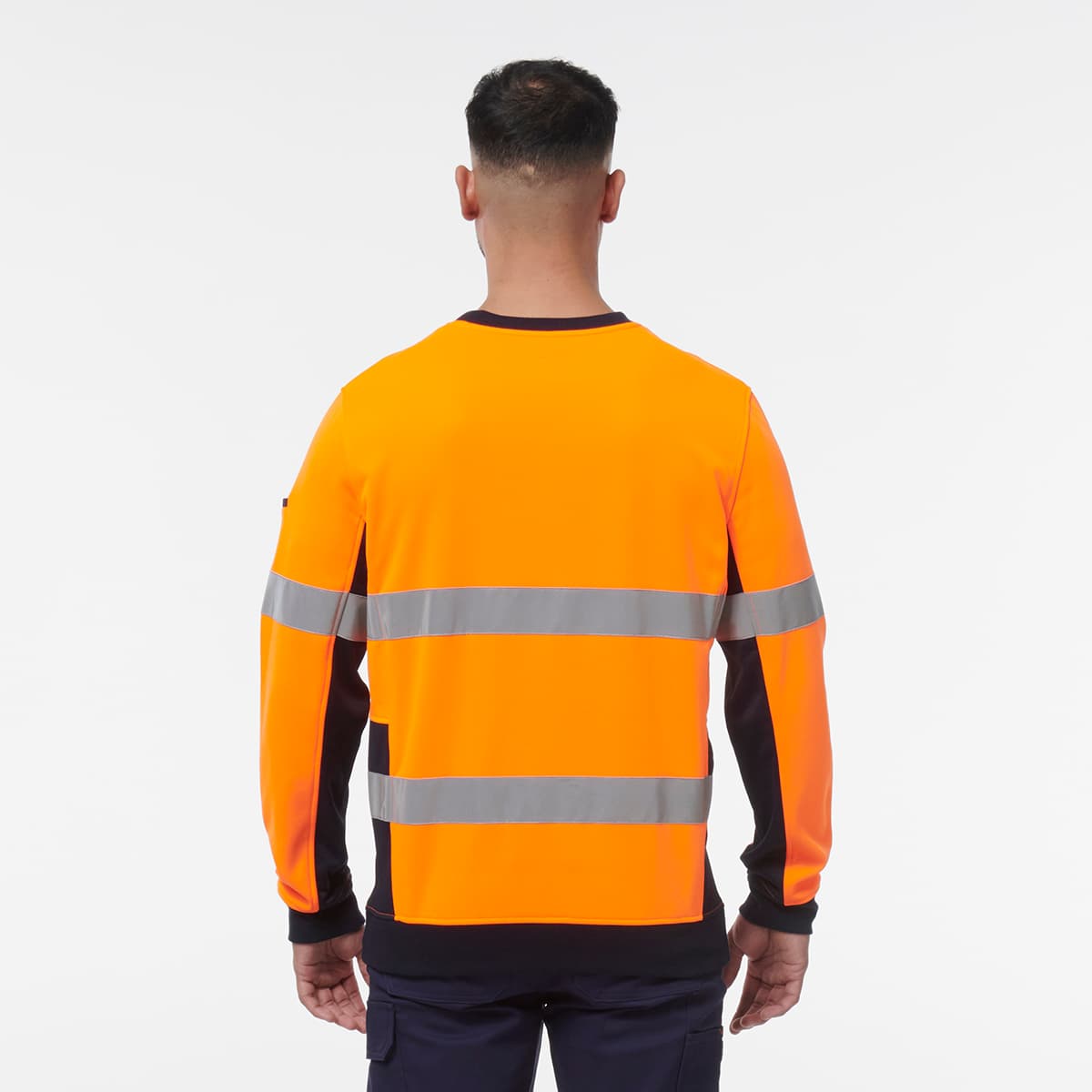 KingGee Reflective Crew Neck Fleece (Orange/Navy)_4