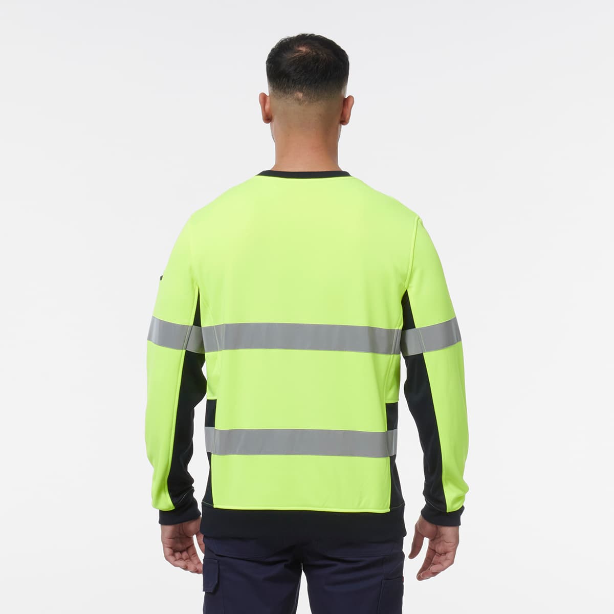 KingGee Reflective Crew Neck Fleece (Yellow/Navy)_4