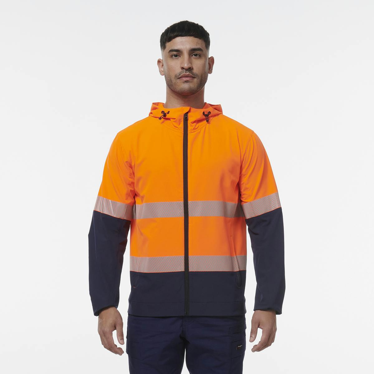 KingGee Reflective Repel Jacket (Orange/Navy)