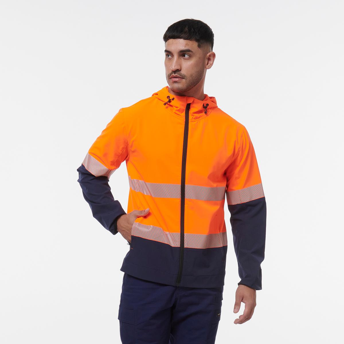 KingGee Reflective Repel Jacket (Orange/Navy)_1