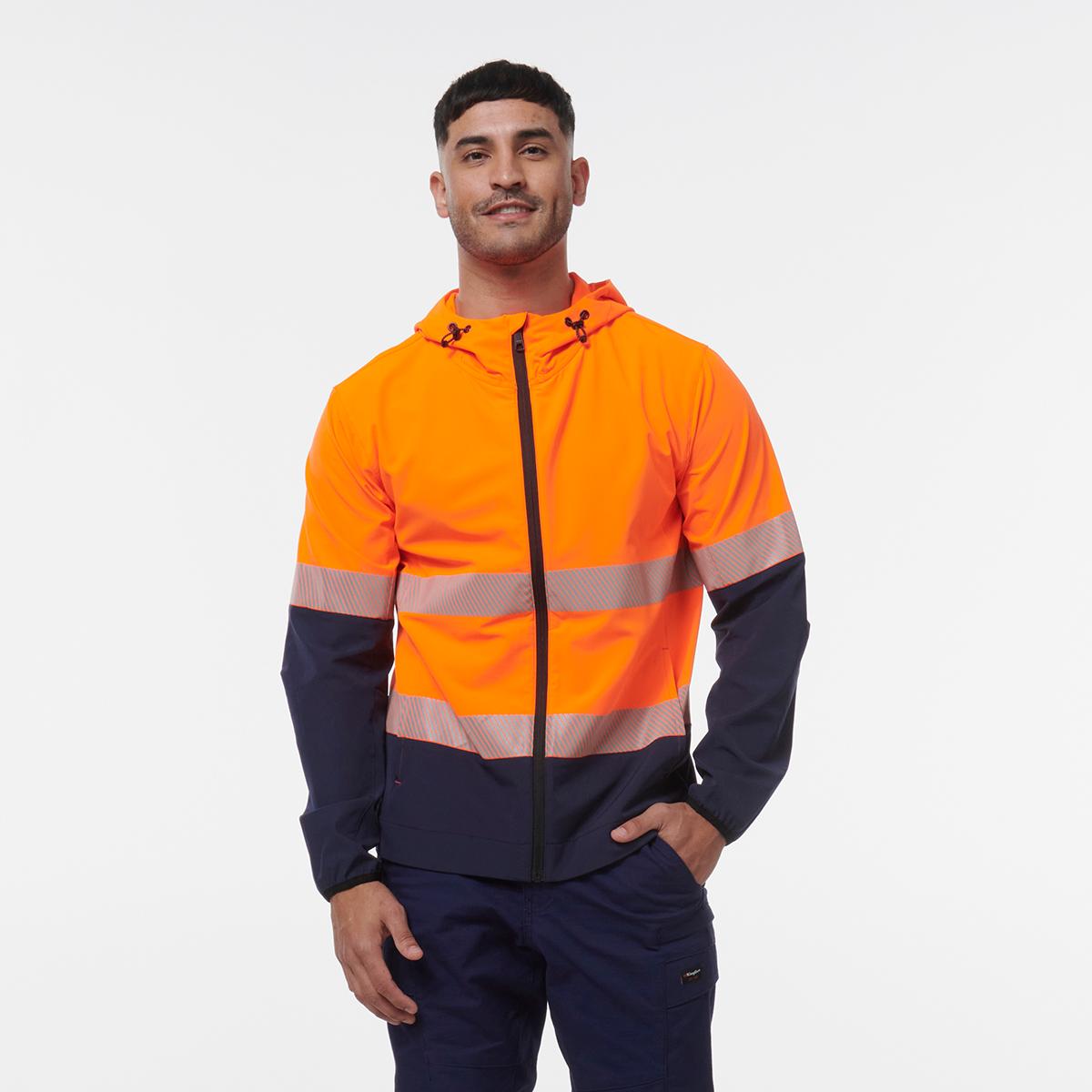 KingGee Reflective Repel Jacket (Orange/Navy)_2