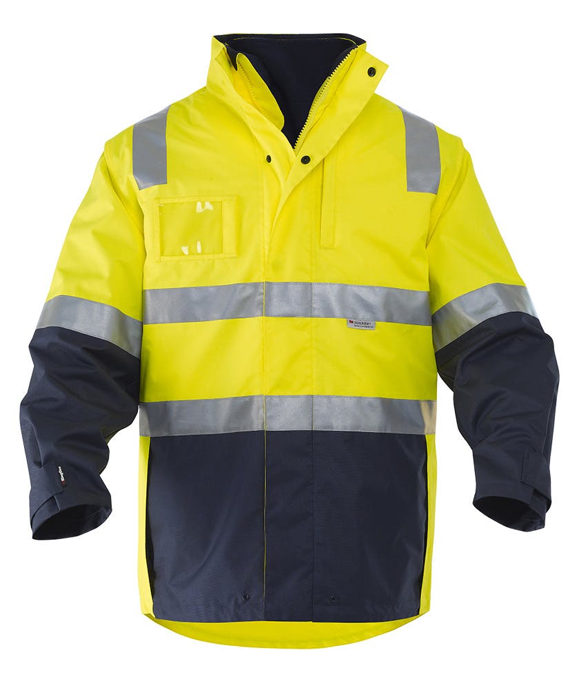 KingGee Mens 4 in 1 Waterproof Wet Weather Jacket (Yellow/Navy)