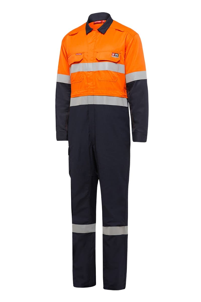 KingGee Shieldtec FR Hi Vis Two Tone Coverall With FR Tape (Orange/Navy)