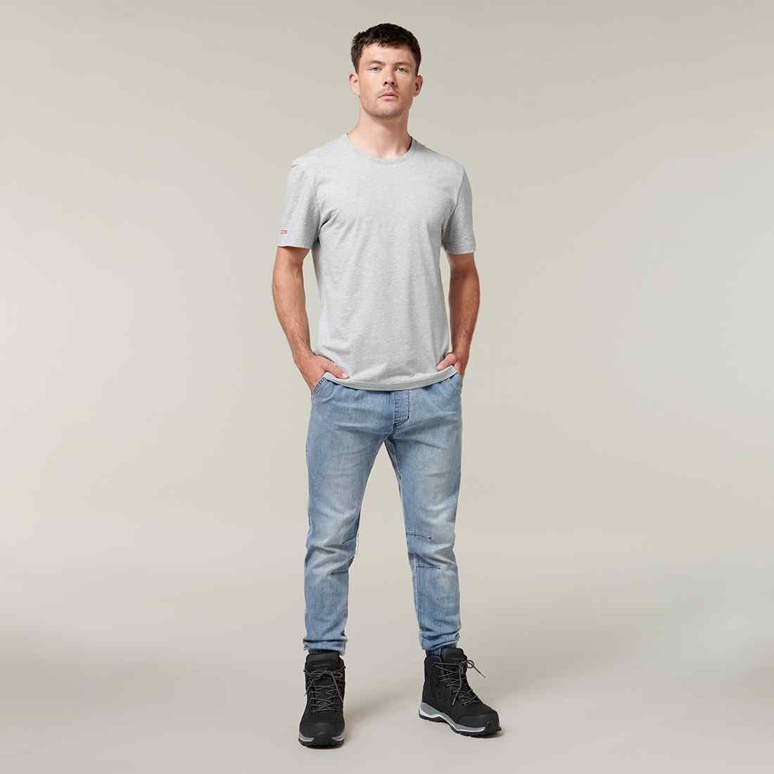 Hard Yakka Mens 3056 Active Denim Cuff Jogger (Stonewash)