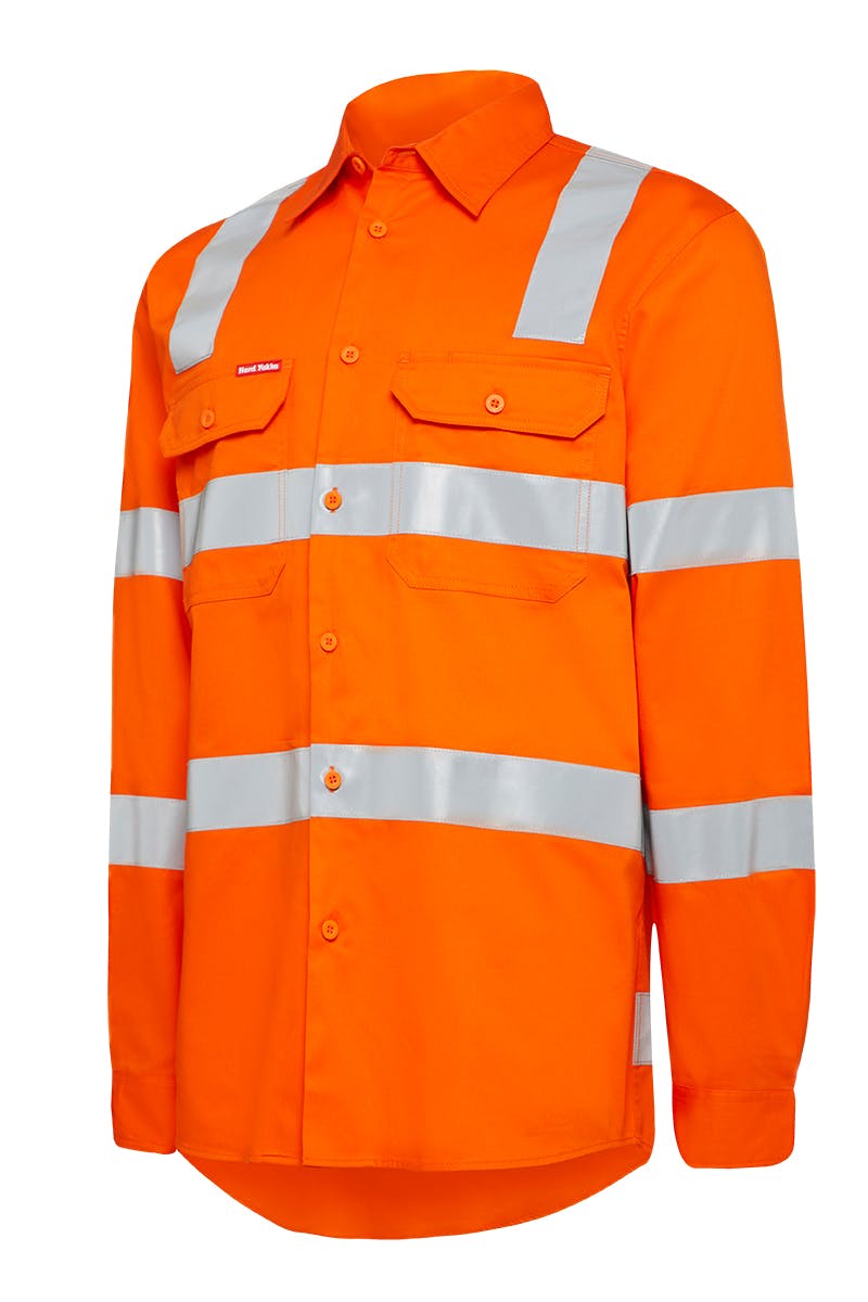 Hard Yakka Biomotion Hi-Visibility Lightweight Long Sleeve Shirt With Tape (Safety Orange)_0