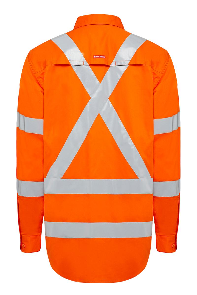 Hard Yakka Biomotion Hi-Visibility Lightweight Long Sleeve Shirt With Tape (Safety Orange)_1