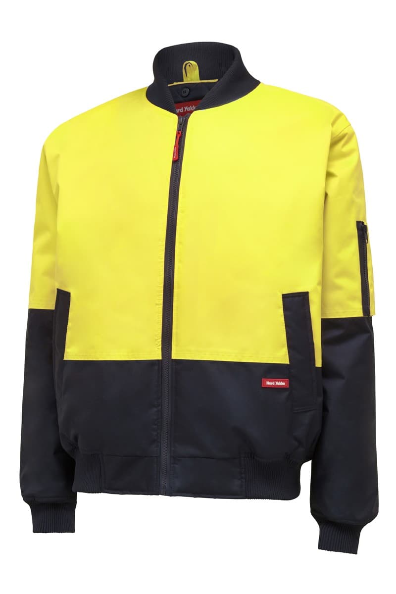 Hard Yakka Hi-Visibility 2Tone Bomber Jacket (Yellow/Navy)