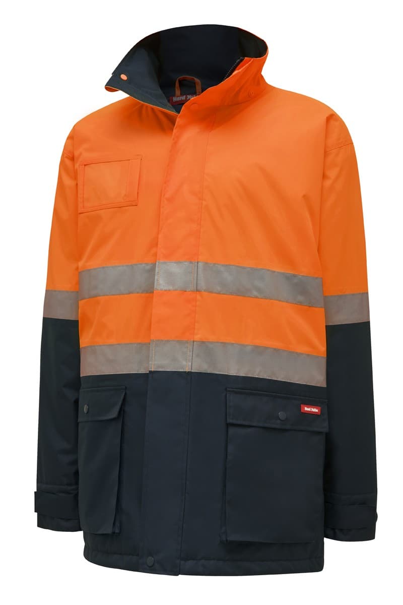 Hard Yakka Hi-Visibility 2Tone Quilted Jacket With Tape (Orange/Navy)