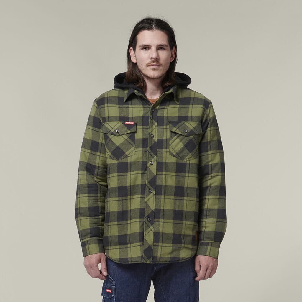 Hard Yakka The Quilted Shacket (Fern Green)