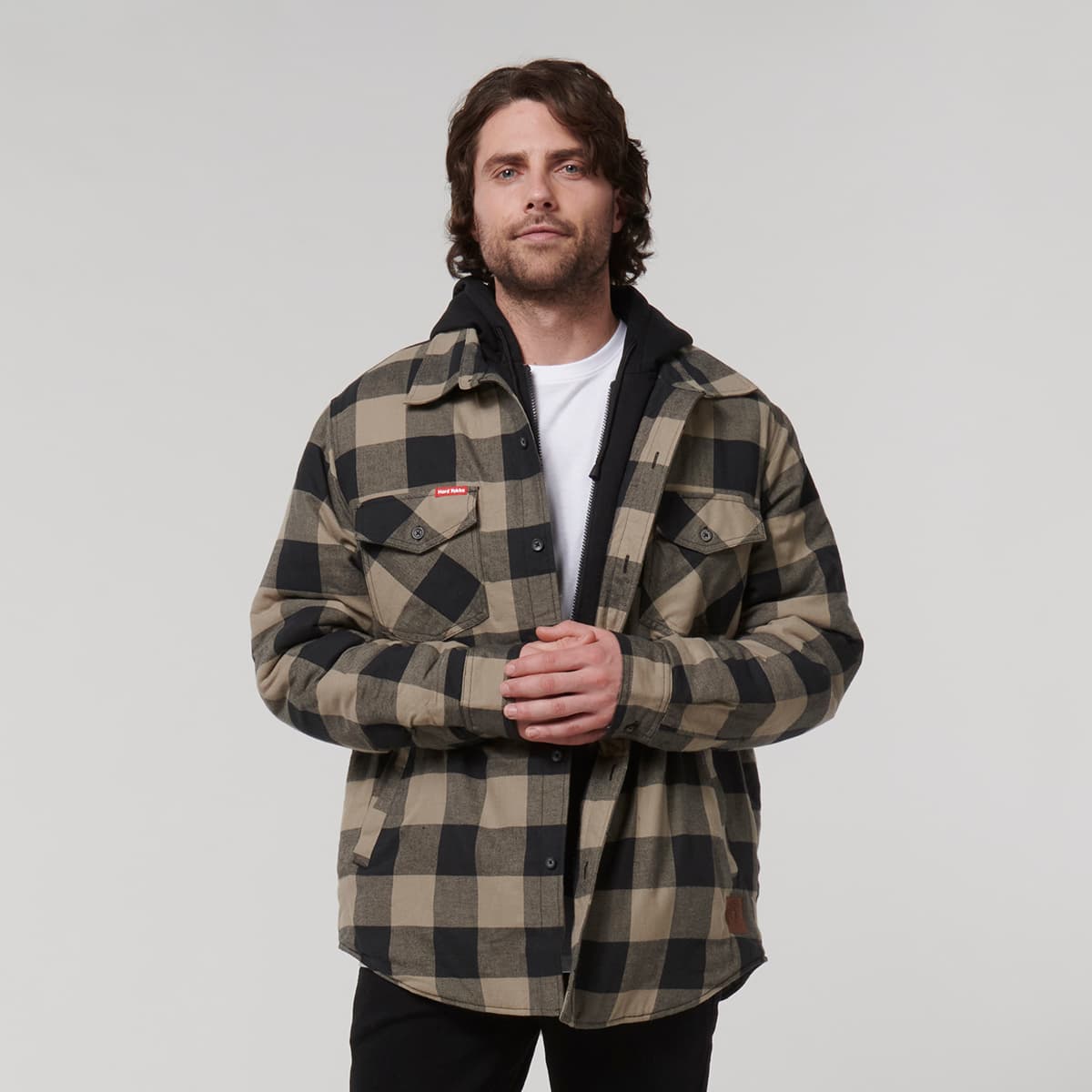 Hard Yakka The Quilted Shacket (Iron/Bark)_1