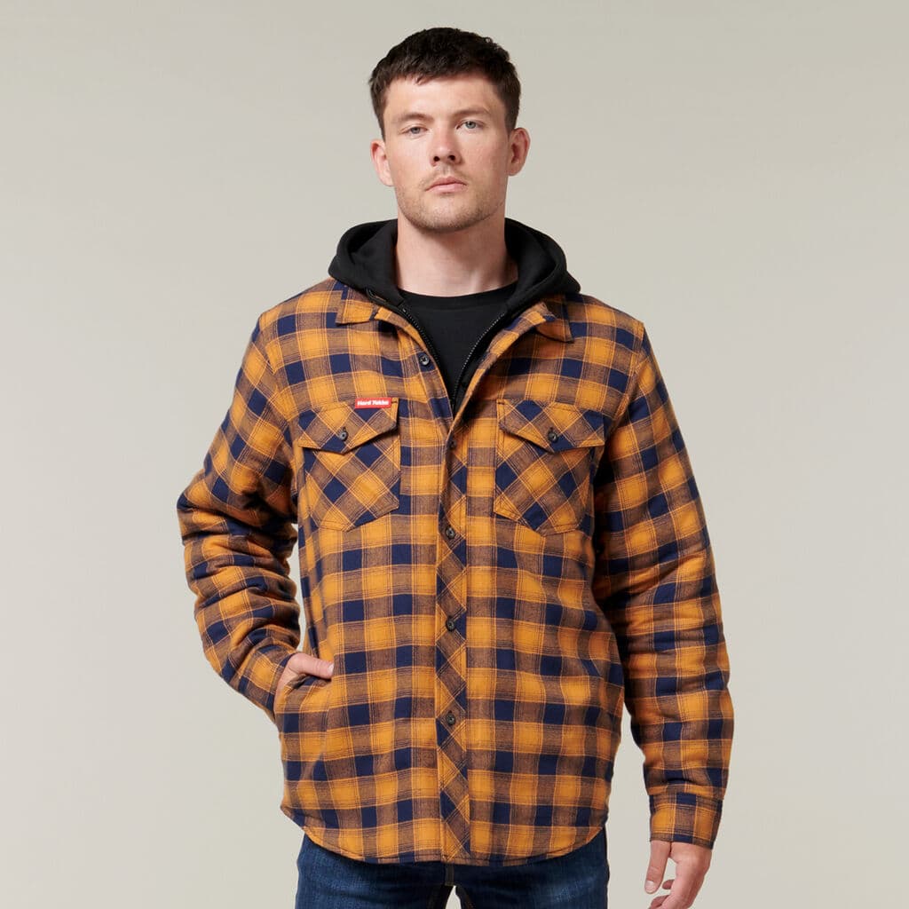 Hard Yakka The Quilted Shacket (Orange)